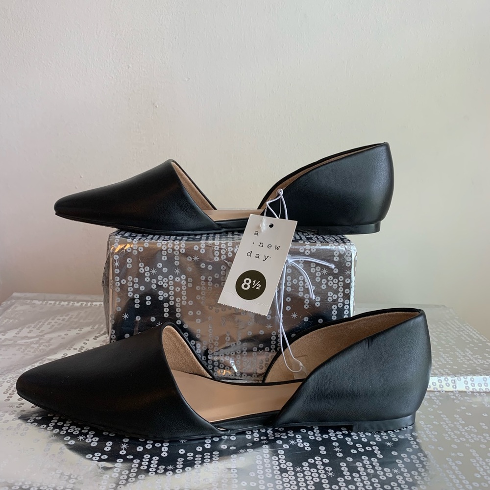 Black ballet flats slides sandals size 8.5